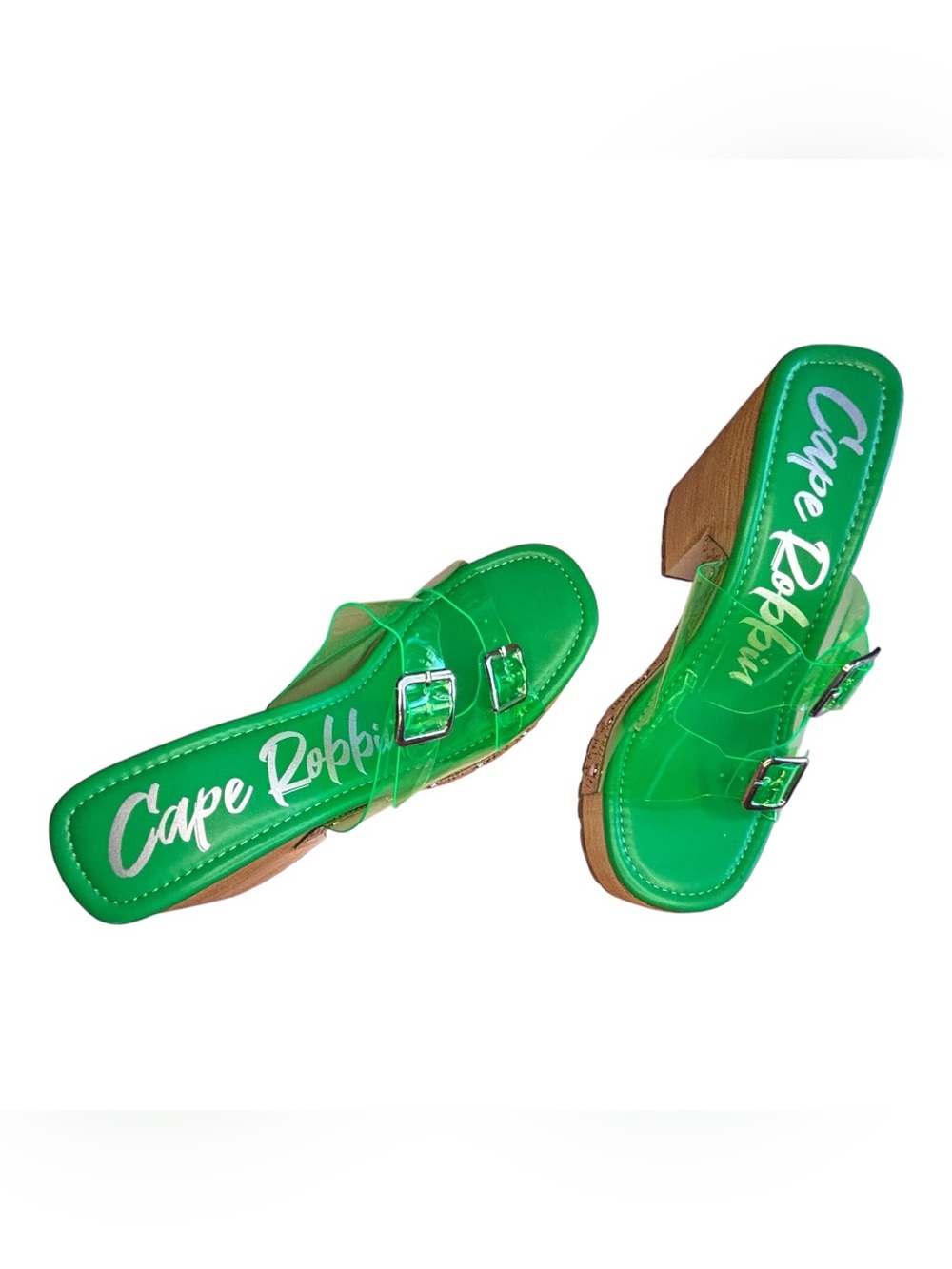 Cape Robbin Tanuji Green Platform Clog Sandals Sz 10 NWT - Picture 6 of 13